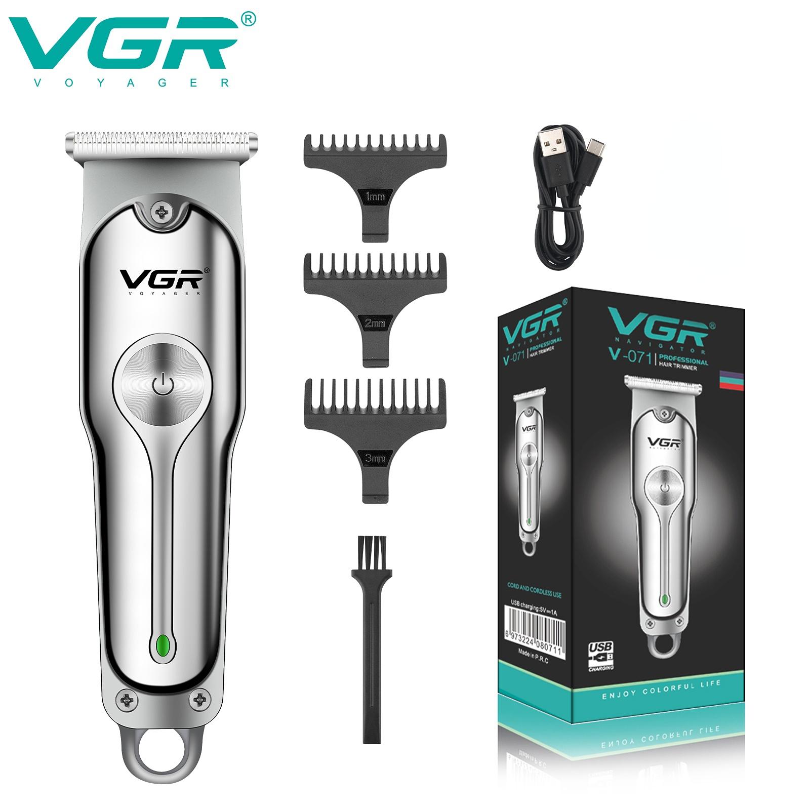 VGR トリマー充電式バリカンコードレスヘアカット機電動バリカンプロフェッショナルヘアトリマー男性用 V-071
