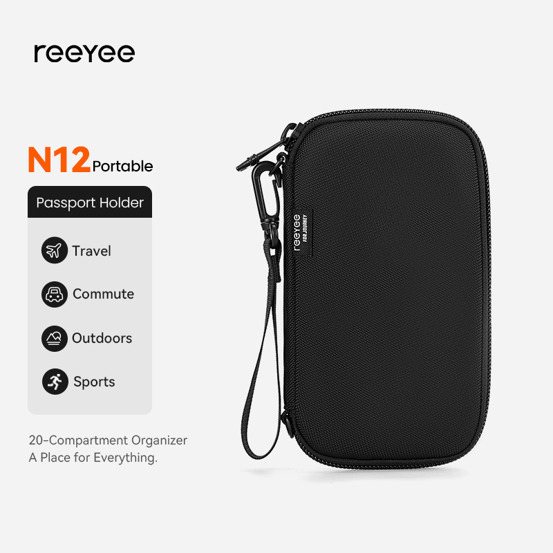 ReeYee N12 パスポートホルダーウォレット、カードチケット用トラベルオーガナイザー、耐水性、耐傷性のエッセンシャルウォレットポーチ