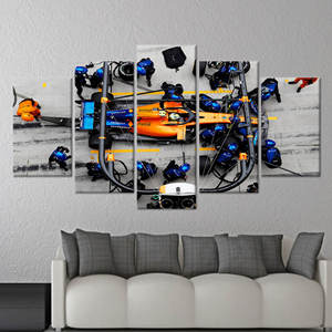 Lando Norris McLaren F1 Art Deco-Style Paneled Canvas Art, Vibrant Racing Theme, 5-Piece Hanging MX Canvas Set