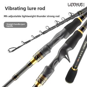 クロスボーダー直柄・伸縮式・携帯用ショートロッド ルアー釣り竿 3節 1-2m 140g ハードロッド