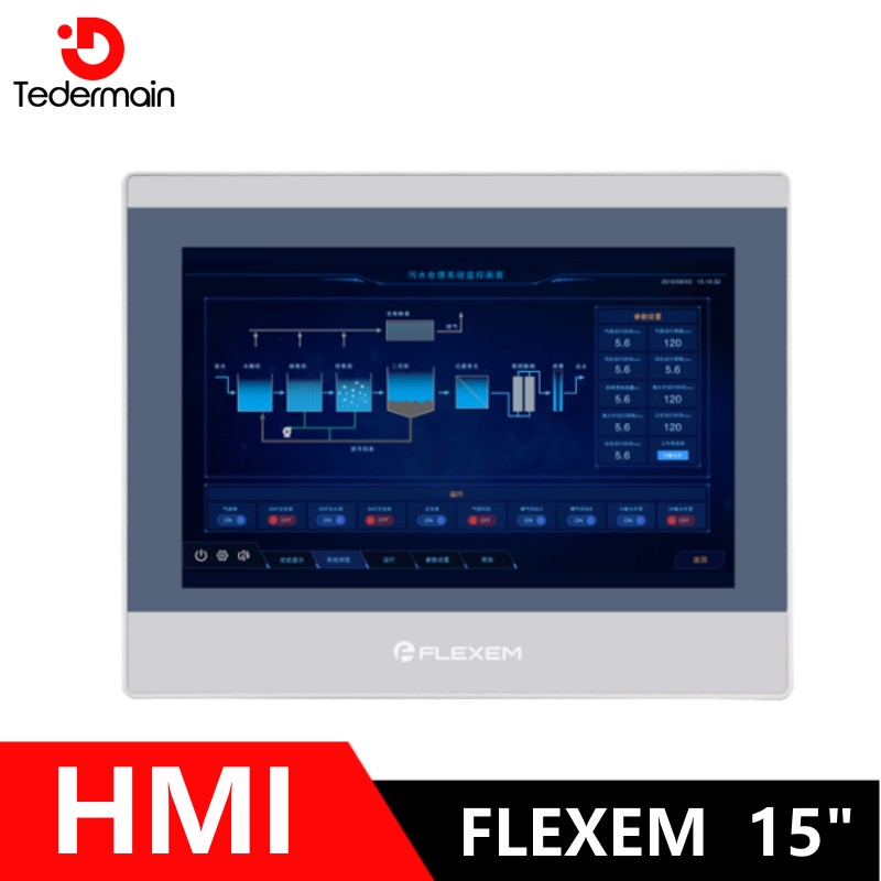 FLEXEM 15 "HMI FE6156H 工業用タッチスクリーン 1920*1080 さまざまな PLC と互換性リモートコントロールイーサネット金属ケース