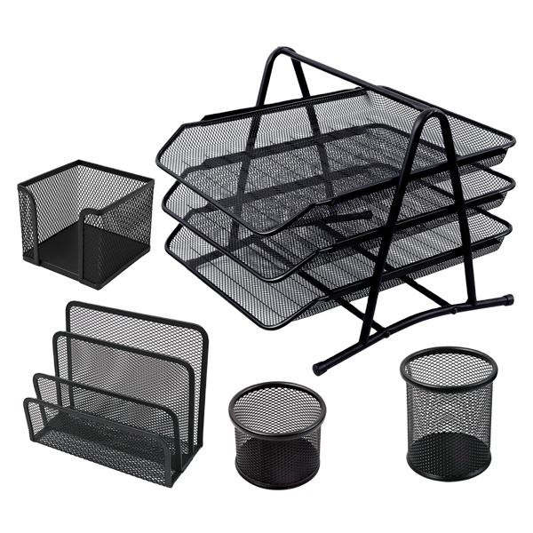 Best Price Top Quality Multifunctional Office Organizer Set 5 Pieces Office Set Metal Desktop File Holder