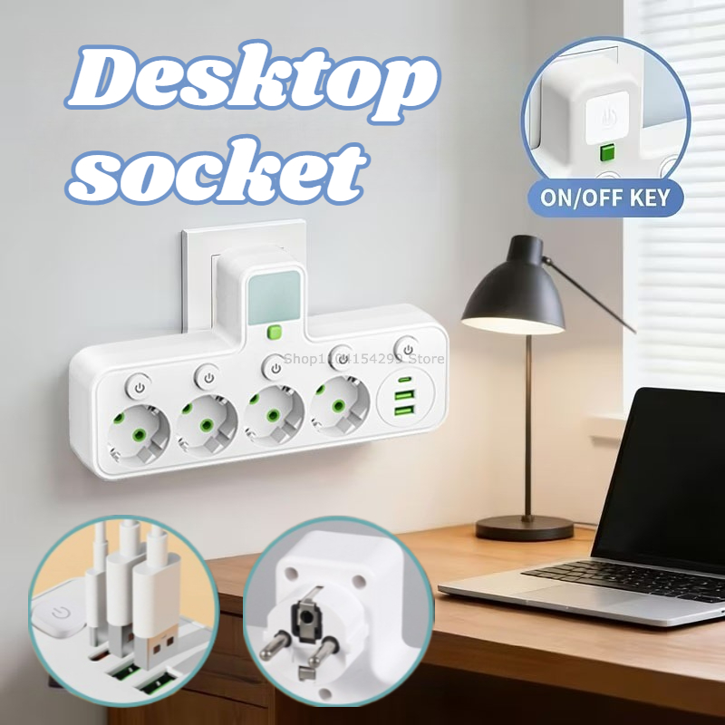 壁ソケット 4/3/2 AC コンセント 2 USB ポート 1 Type-C EU プラグ充電器電気スイッチ家庭用電源タップソケット、ナイトライト