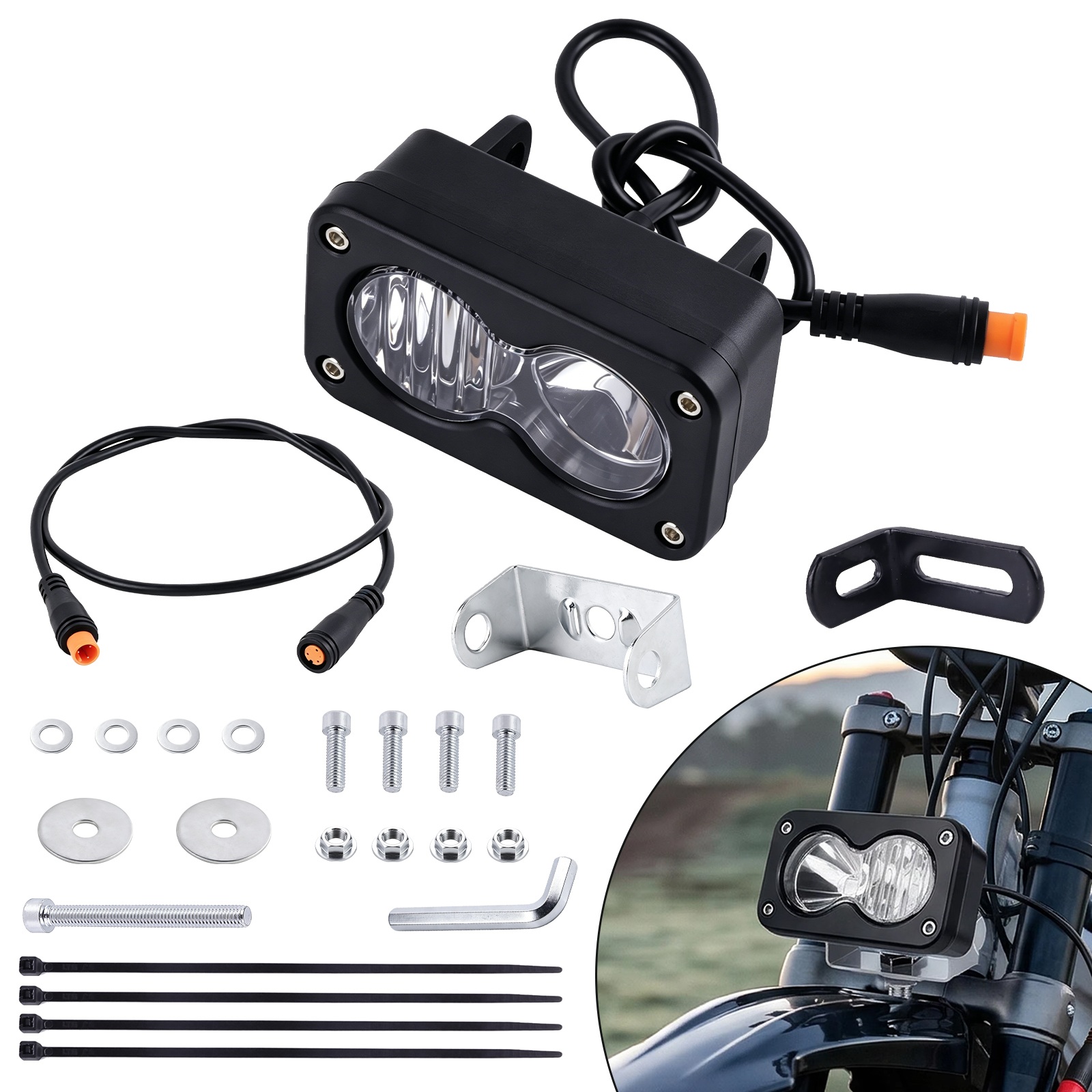 電動自転車ヘッドライト Ridstar Q20/Q20 Lite/Q20 Pro Ebike ホワイトハイビーム 6500K 20W 超高輝度防水 3 ピン 12V-60V