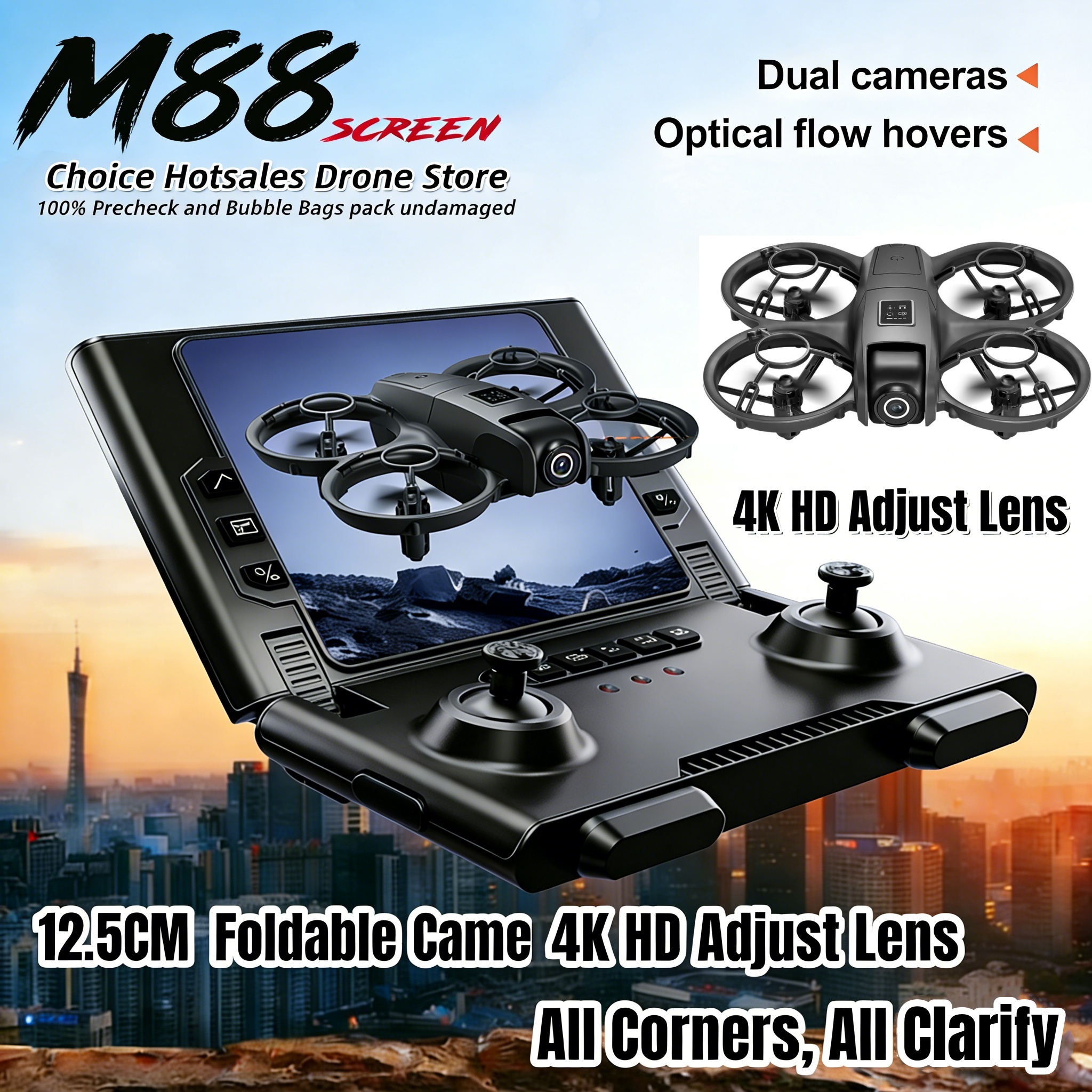 M88 プロ ドローン 2026 新しい 8K ミニ 4.5 インチ折りたたみリモコン障害物回避高解像度航空写真航空機
