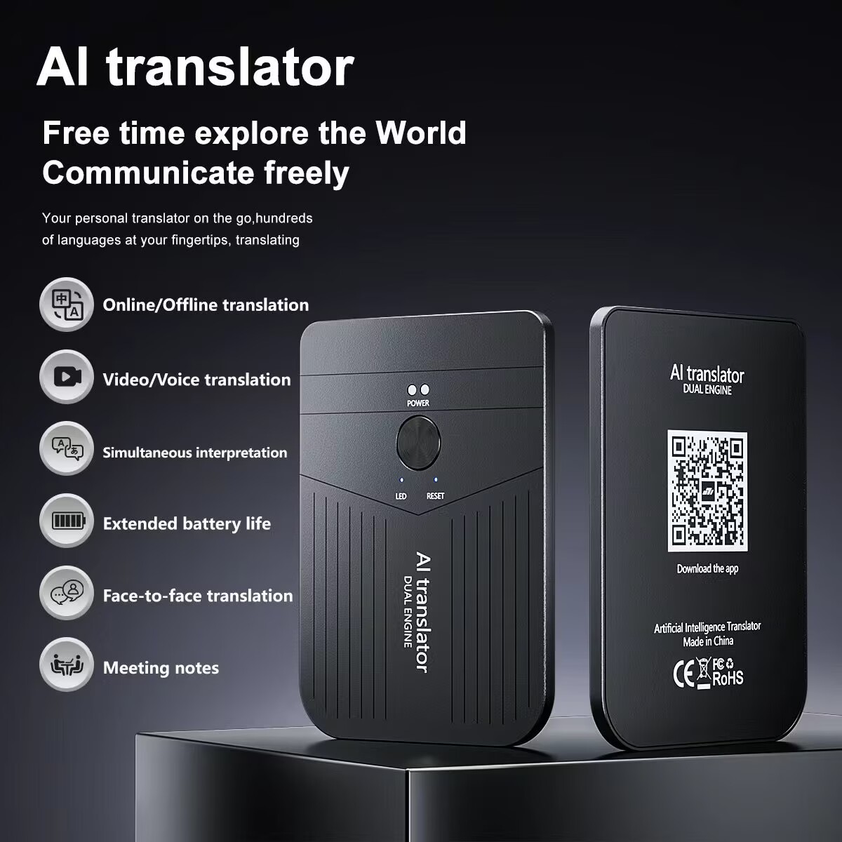 AI リモート インテリジェント トランスレーター 140 言語同時通訳 ビデオ リアルタイム翻訳 ボイス レコーダー