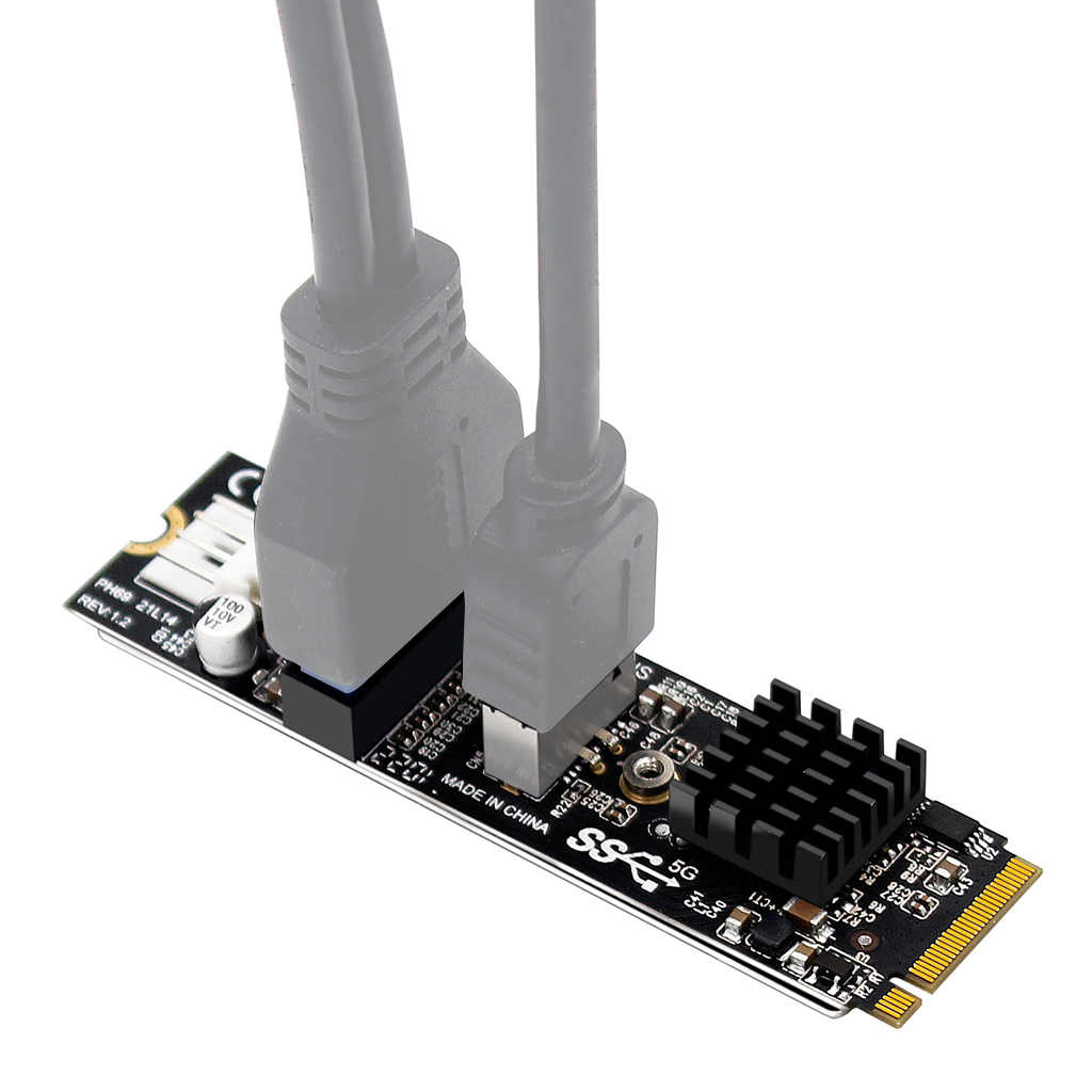 M.2 M KEY PCIe - USB 3.1 フロントパネル 5Gbps TYPE-E&C+19/20ピン拡張カード USB3.0アダプターハブライザー（4ピン電源コネクタ付き）