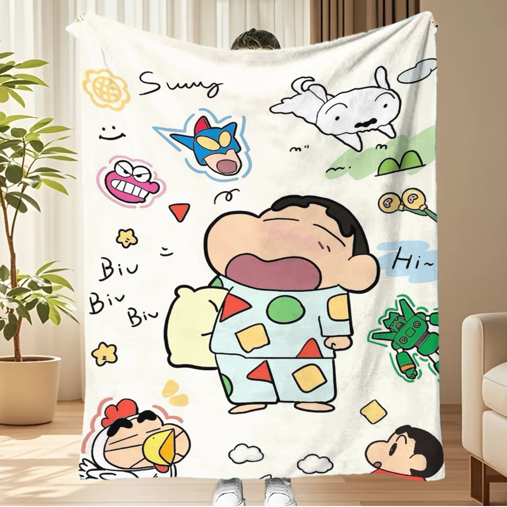 クレヨンしんちゃん パジャマ フランネルブランケット かわいい漫画 シロ犬 ソフトスローブランケット 子供用