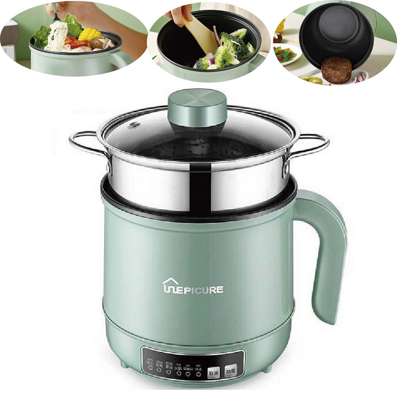 110V/220V 多機能鍋 1.7L 電気調理鍋学生寮麺鍋ノンスティックフライパン家庭用電気鍋