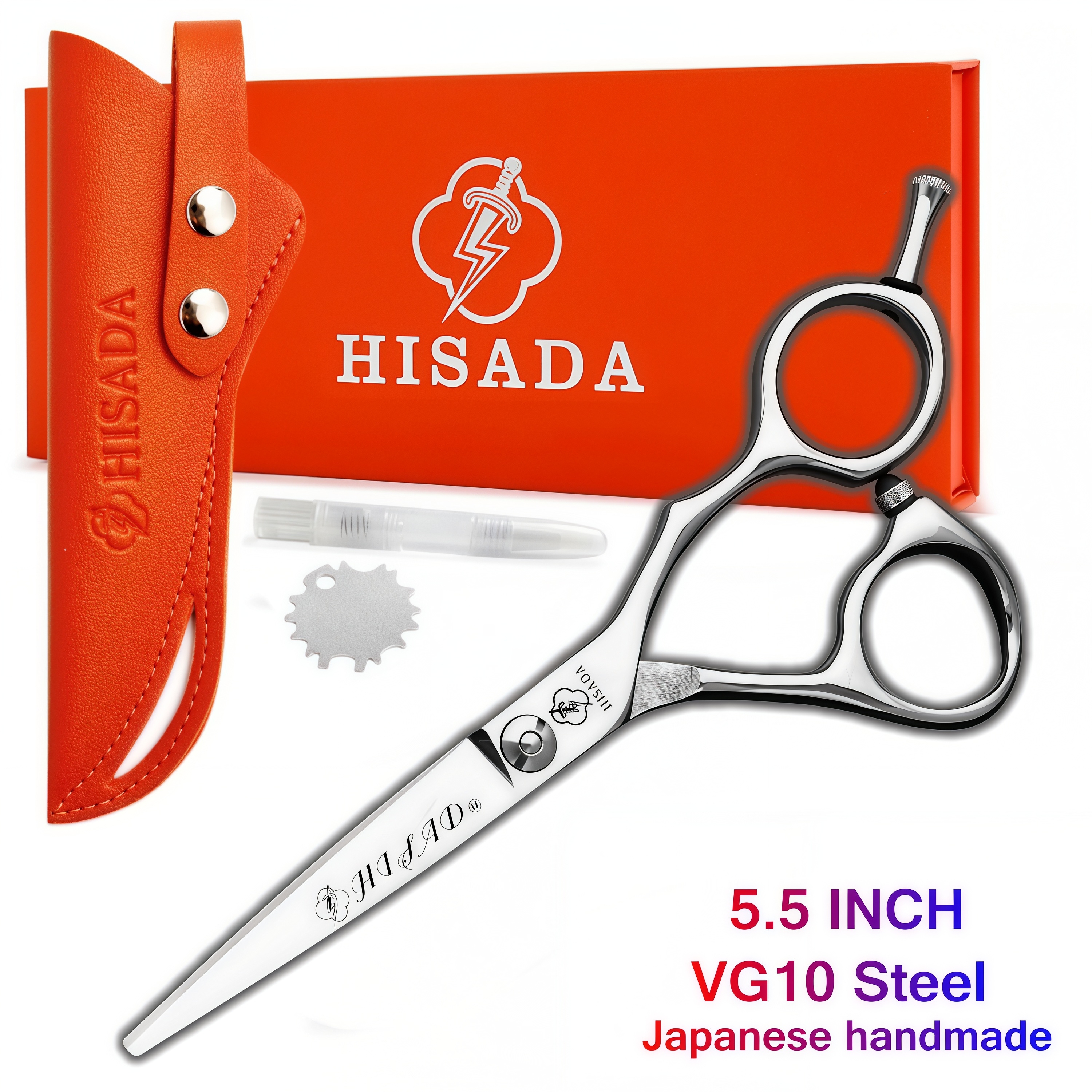 HISADA 理髪はさみ 5.5 インチプロの理髪はさみ日本製手作り VG10 素材理髪店の髪はさみ
