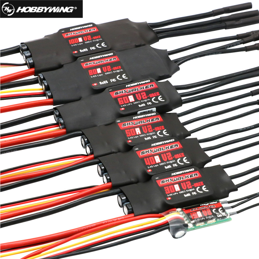 Hobbywing スカイウォーカー 40A 50A 60A 80A 15A 20A 30A 100A 120A V2 ESC スピードコントローラー UBEC 付き RC 飛行機ヘリコプター
