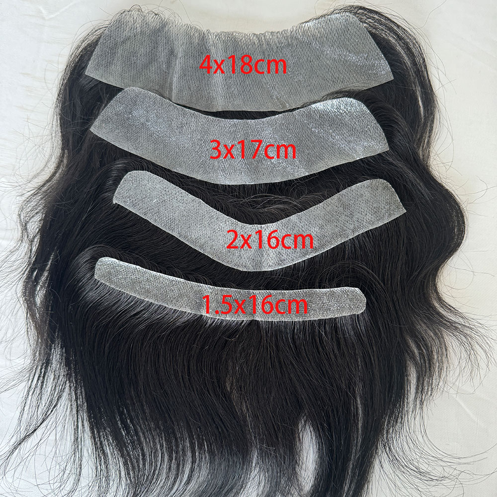 男性のかつら薄皮 PU V ループフロント毛交換システム 6 インチレミー人間のヘアピースかつら男性のための 1B V 正面かつら