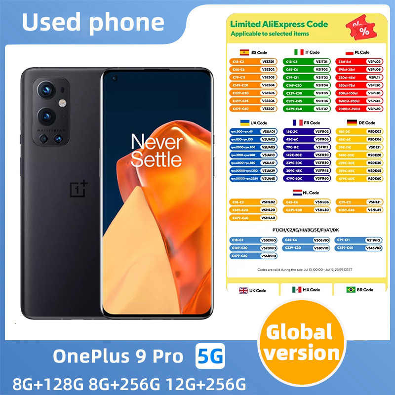 Oneplus 9 Pro 5G Android 6.7" スマートフォンバッテリー容量 4500mAh 48MP カメラオリジナルの中古携帯電話