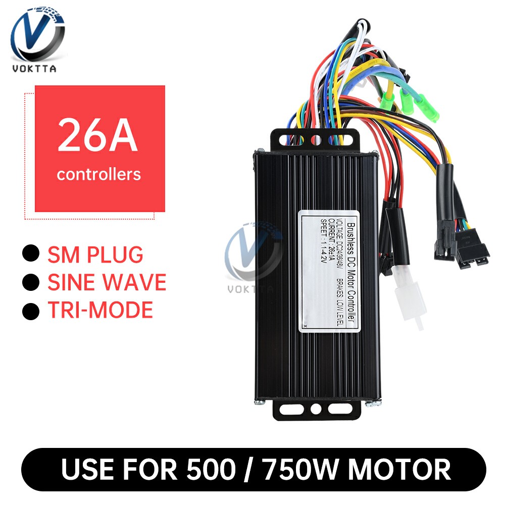 24V 36V 48V 26A 500/750 ワット DC ブラシレスモーターコントローラー正弦波 E-バイクスピードコントローラー E-スクーター電動バイク用
