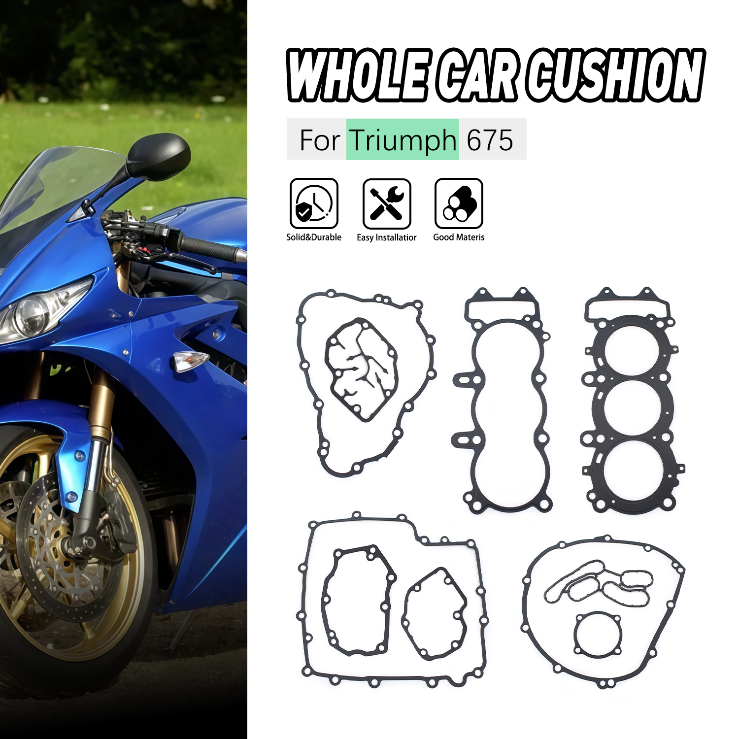オートバイ完全なシリンダーガスケットキットセットトライアンフ 675 エンジンステーターカバーガスケット