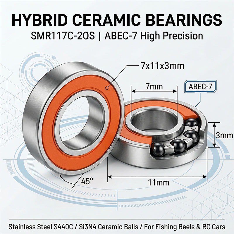 10 個 SMR117 2RS CB ABEC7 LD ステンレス鋼ハイブリッドセラミックベアリング 7x11x3 ミリメートルグリースなし高速回転 SMR117C 2OS L117DDU