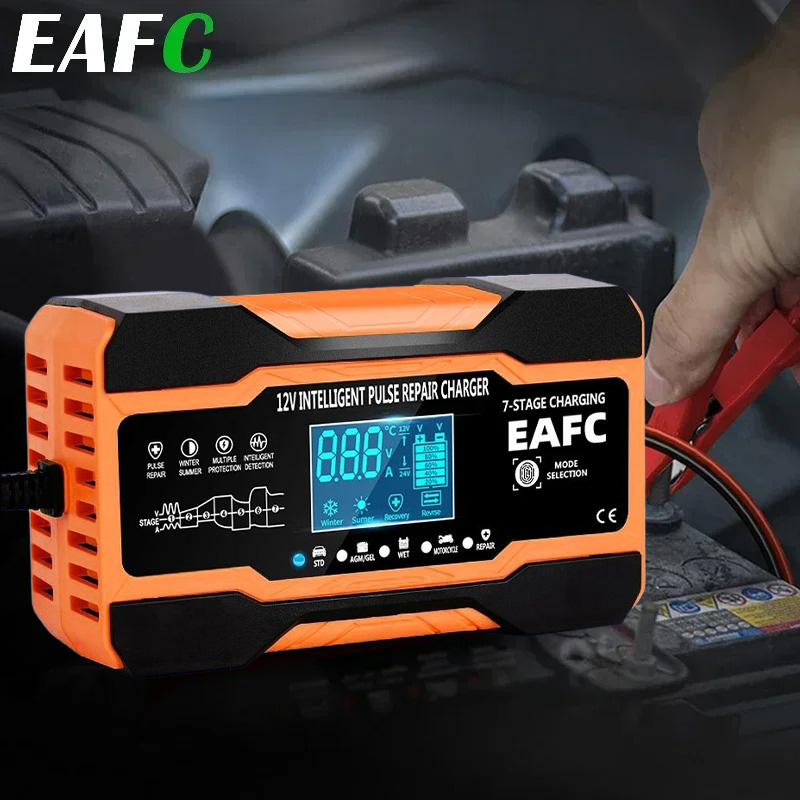 EAFC 240W スマートカーバッテリー充電器 12V 12A カーバッテリー用充電 7 段階充電パルス修理 AGM ジェルウェット鉛酸用