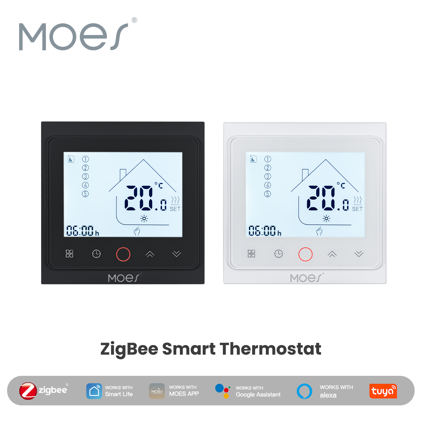 MOES スマート Tuya ZigBee サーモスタット室温制御水/電気床暖房ガスボイラー Alexa Google ホームと連携