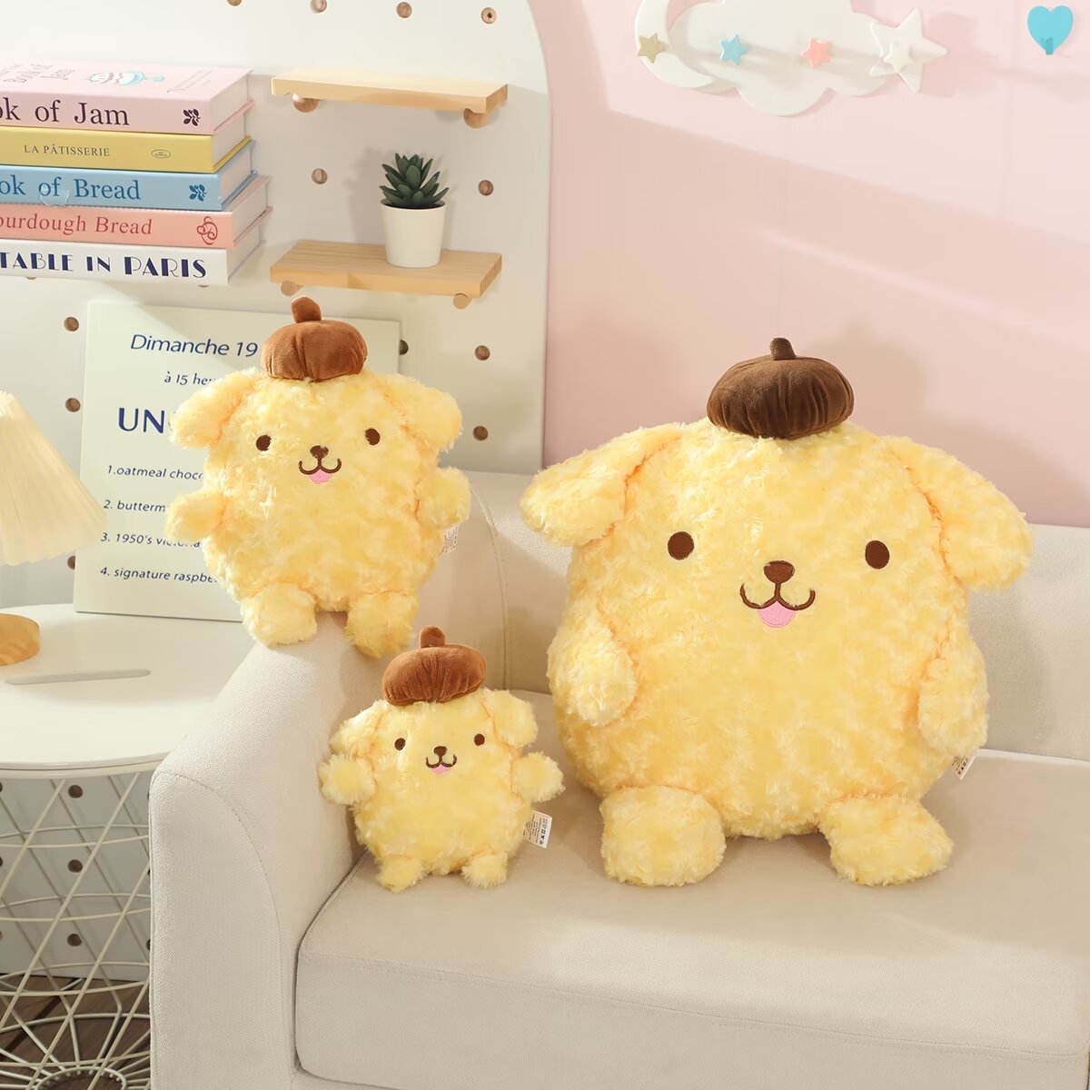サンリオポムポムプリンぬいぐるみ枕かわいい快適なポムポムプリンぬいぐるみソファクッション家の装飾クリスマスギフト女の子のため