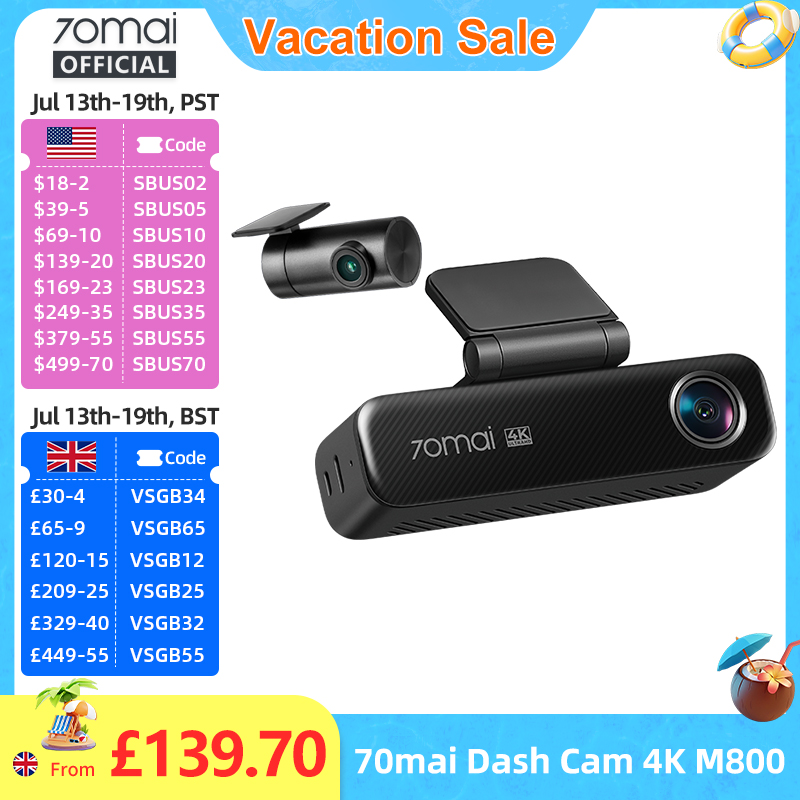 70mai ダッシュカム 4K M800 eMMC 128GB HDR 内蔵 GPS ADAS 24H パーキングモニター LTE 4G 対応音声制御 車 DVR 70mai M800