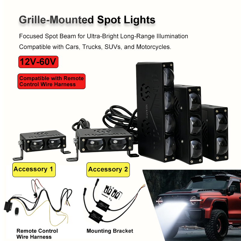 LED補助ライトバー リモコン付き ワイヤーハーネス スポットフラッドフォグドライビングライト オフロードトラック 車 オートバイ ボート 12V用