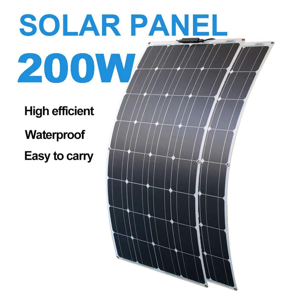 200W フレキシブルソーラーパネルキャンピングカー屋根小屋用 100W 太陽光発電ソーラー 12V バッテリー充電ポータブルグリーンエネルギーソリューション