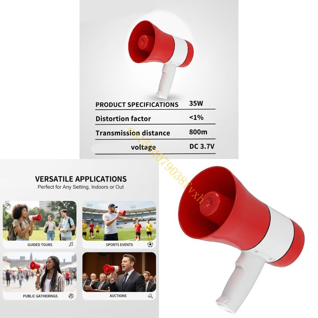 Wireless Megaphone 35W Powerful Loudspeaker For Public Address Bullhorn Speaker B2EA