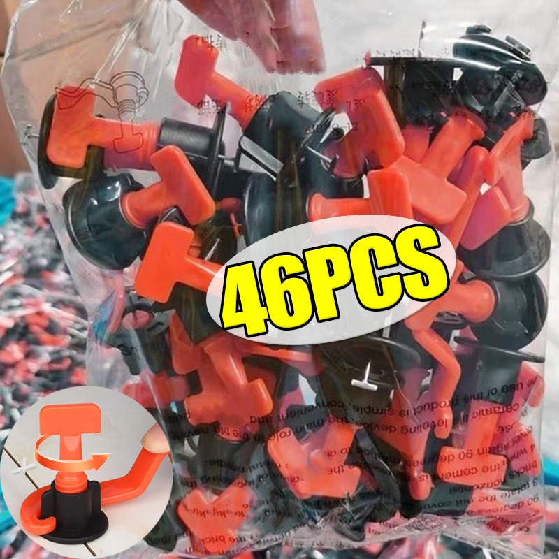 46 ピース/セットタイルレベリングスペーサークリップセラミックフロアスペーサー磁器レベラーキットタイル敷設壁固定建設ツール
