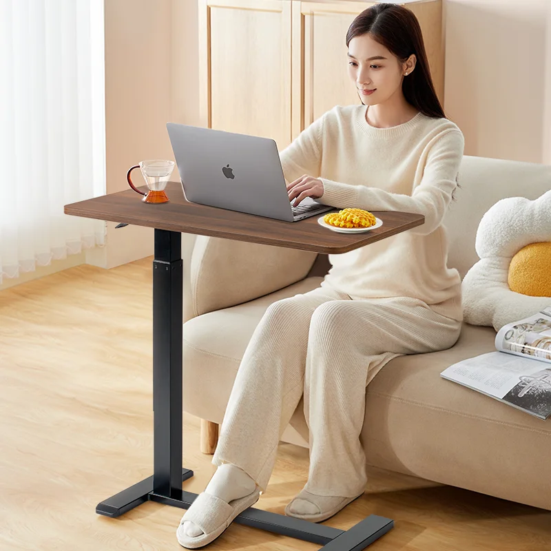Pneumatic Overbed Laptop Desk Height Adjustable 68-108cm Rotating Bedside Table Tilt for Sofa Hospital Home Office Workstation