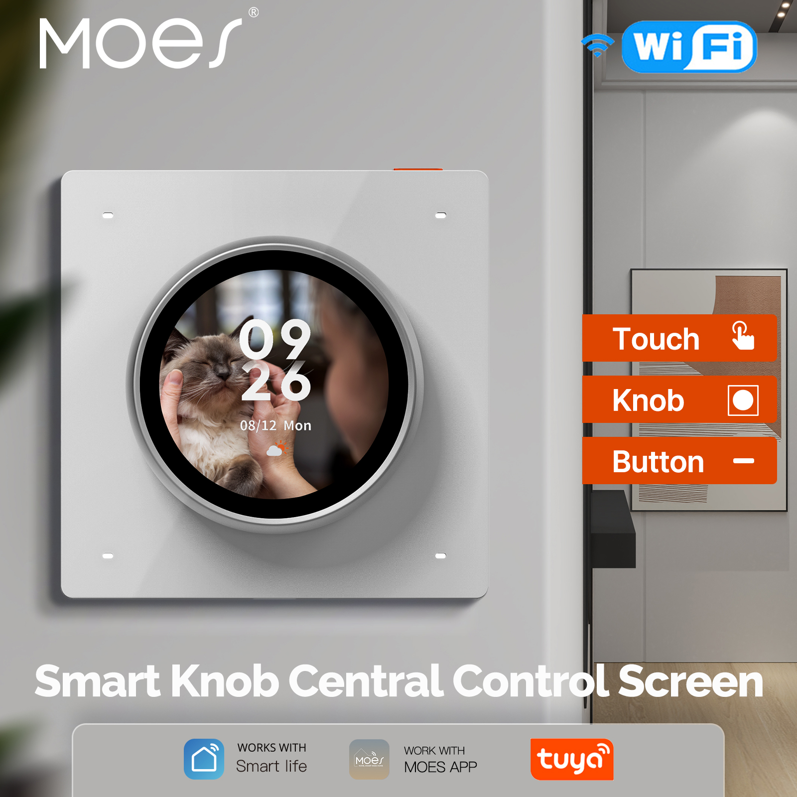 Moes Tuya WiFi スマートノブ中央制御画面タッチ回転 3 リレー 4 ボタンプログラム可能なシーンスイッチ RTOS 新システム