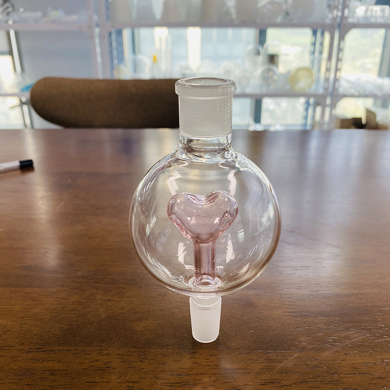 18.8mm ピンクハートガラス水ギセル糖蜜キャッチャー - 愛らしいオイルコレクター シーシャアクセサリー用ユニバーサル清浄機