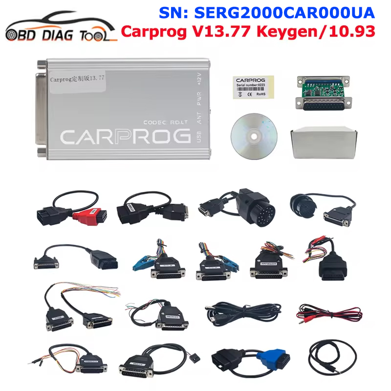 オンライン Carprog V13.77 SERG2000CAR000UA アダプター CarProg V8.21/V10.93 OBD2 ECU 修復ツールエアバッグ/ラジオ/IMMO ECU プログラマー