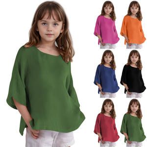 新スタイルのベビーガールTシャツセット、子供用無地Tシャツ、特大トップス、幼児用Tシャツ