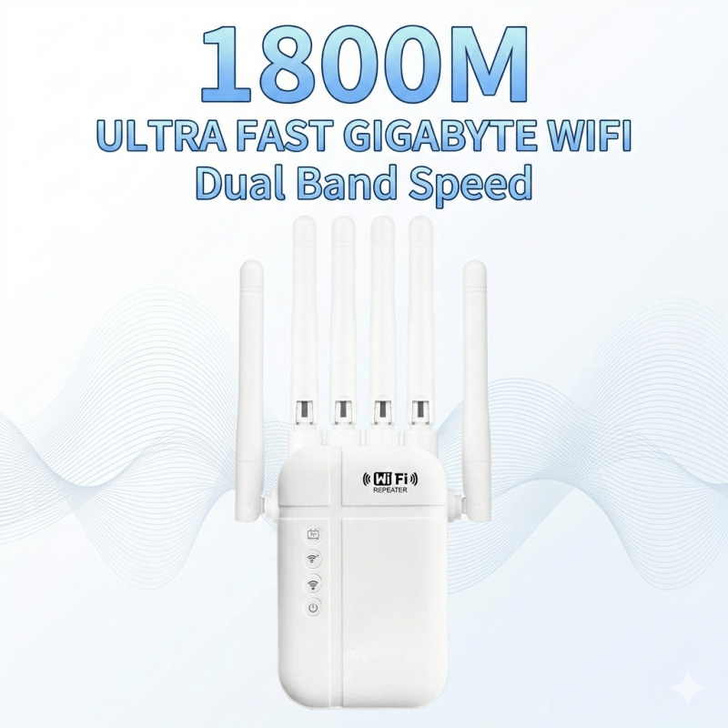 Regaton WiFi 6 エクステンダー 1800Mbps デュアルバンドワイヤレスリピーター信号ブースター 6 アンテナ高利得アンプイーサネットポート