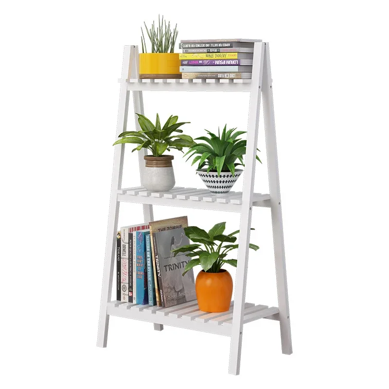 3段木製植物スタンド、植物ディスプレイラック、はしご型スタンドシェルフ、屋内屋外パティオガーデン用の花ポットホルダー
