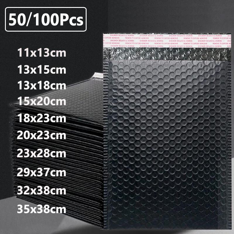 50/100 個ブラックバブル包装封筒郵送用封筒メーラーポリ封筒出荷用セルフシールバブルバッグパディング