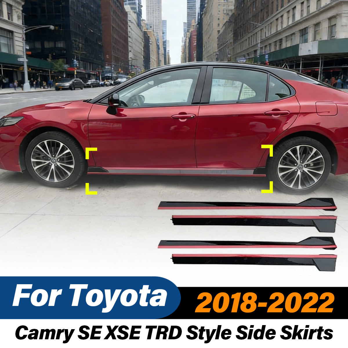 トヨタカムリ SE XSE 2018 2019 2020 2021 2022 4 個 TRD スタイルサイドスカートスポイラー延長ディフューザー分離翼ボディキット