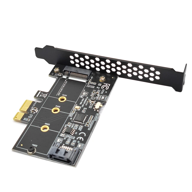 M.2とSATAを追加：ASM1061チップセット搭載のPCIe X1-M.2およびSATA 6Gアダプターカード
