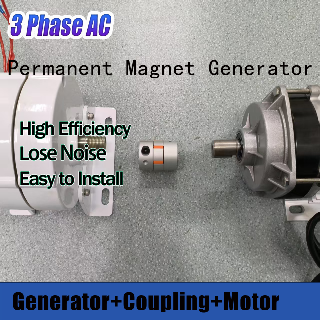 6KW 低速永久磁石発電機 220V 380V 三相 AC オルタネーター DC 駆動モーター付き家庭用電化製品