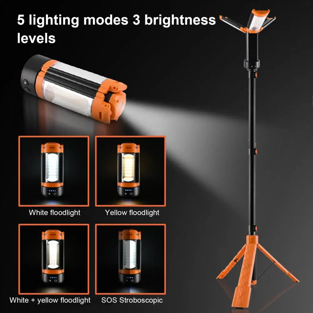 LED ワークライト三脚スタンド折りたたみホルダーサポートランプ吊りフック 4 モード IP65 防水パワーバンク屋外釣り用