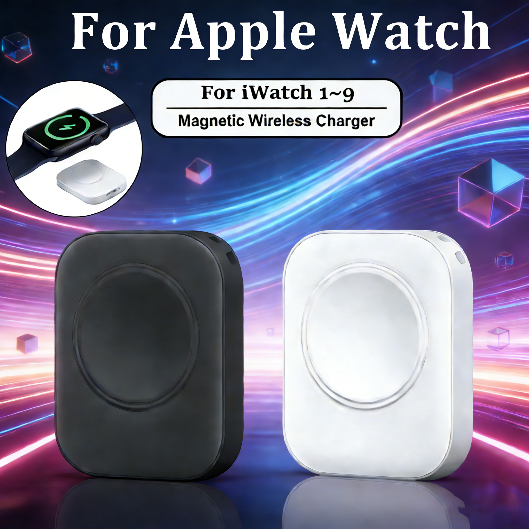 ポータブル磁気ワイヤレス充電器 Type-C Apple Watch シリーズ 9 8 7 6 5 4 3 2 1 SE ユニバーサル高速充電ドック