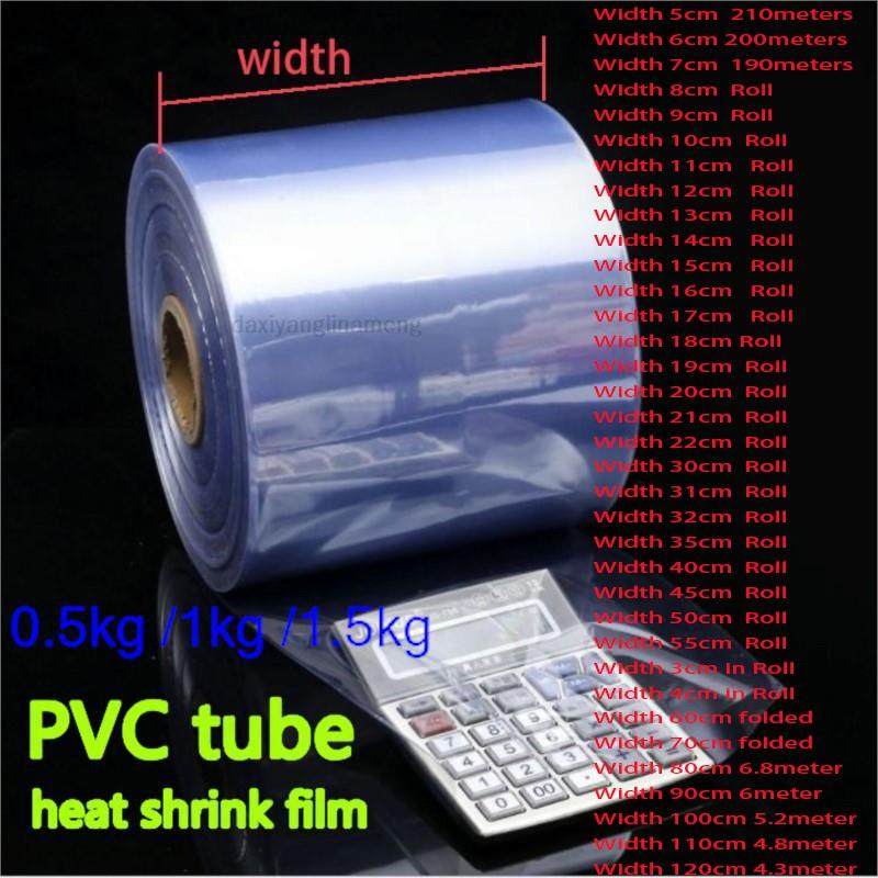 0.5-1.5 キロ PVC 熱収縮継続パイプクリアフィルム DIY ホットシュリンクラップ包装チューブプラスチックパックボックスボトル瓶ギフト喜び