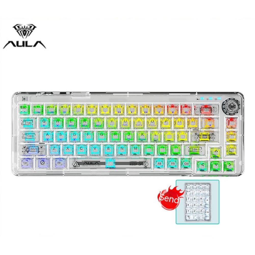 AULA F68 メカニカルキーボード多機能ノブ 3 モードホット交換ゲームキーボード PC ゲームコンソール Mac Win オフィスノートブック