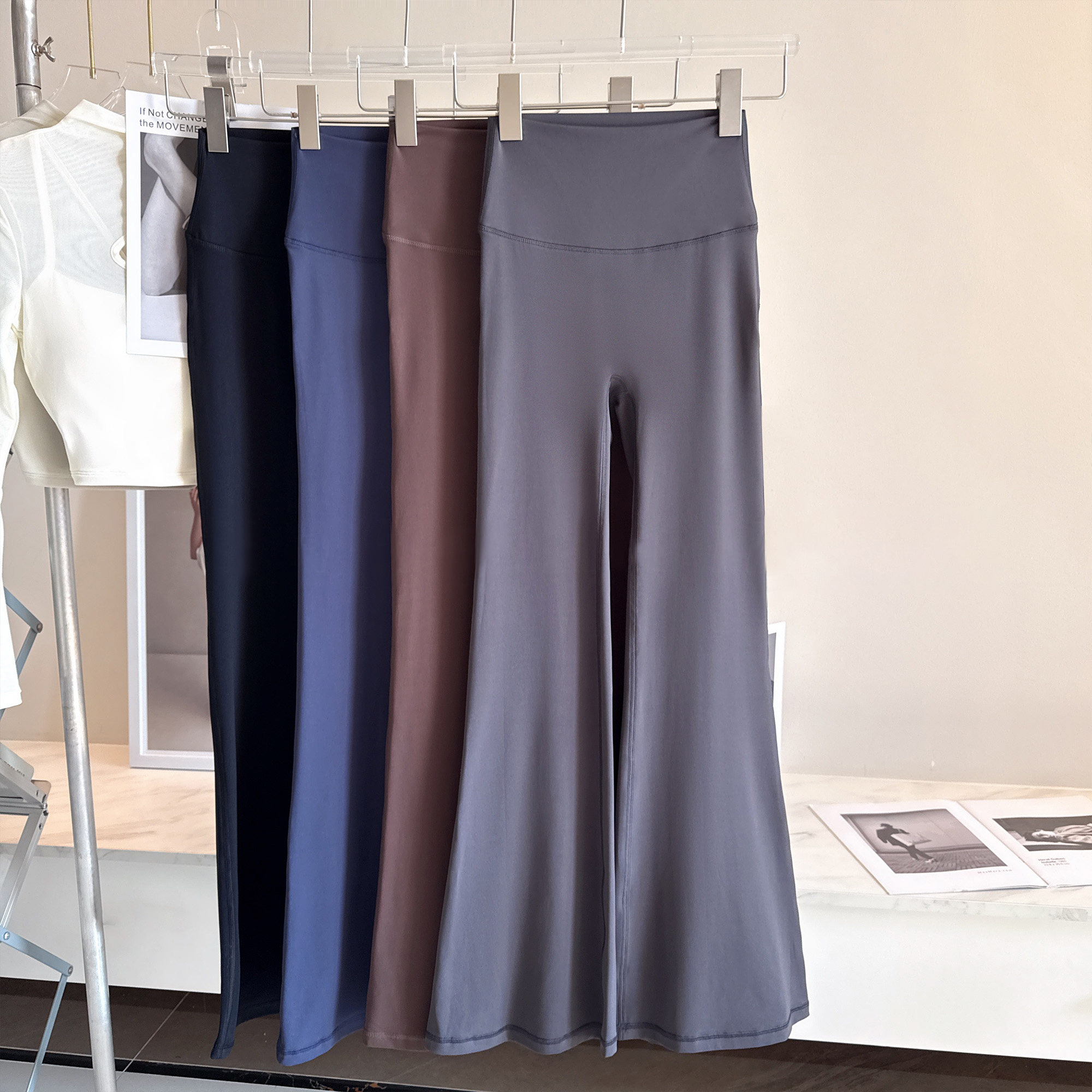 レディース ハイウエスト フレアパンツ 高弾性 ヒップリフティング 自己修養 ランニング フィットネス アウトドア スポーツに快適