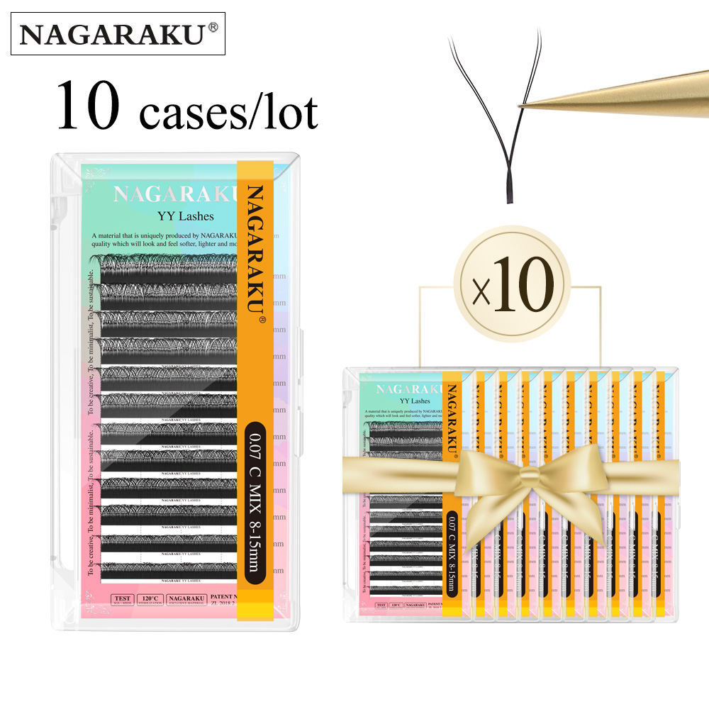NAGARAKU 10 ケース YY 形状まつげエクステ高品質個別まつげ