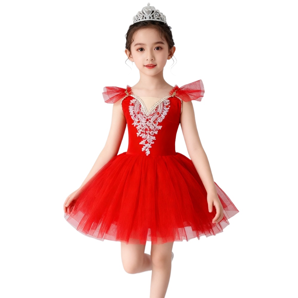 子供服ダンスウェア子供服エレガントかわいいバレエドレスレオタード女の子ドレスステージ衣装チュチュパフォーマンス