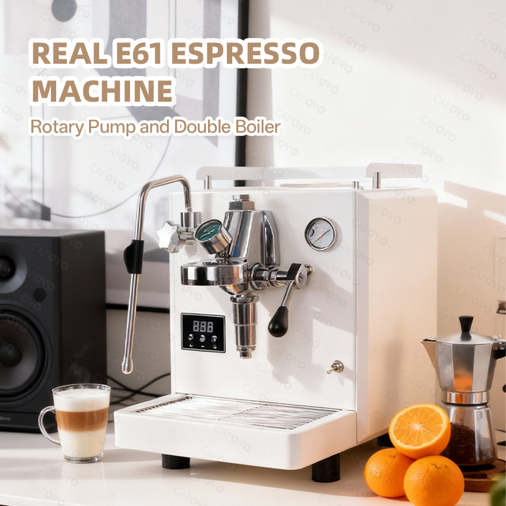 CAFOVO E133 リアル E61 グループヘッドエスプレッソマシンロータリーポンプデュアルボイラー PID 温度制御半自動コーヒーメーカー