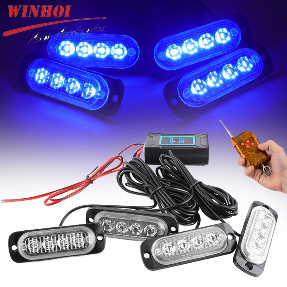 ワイヤレスグリル警察ライト車用 Led ストロボライト自動車点滅警告ビーコン 12V-24V 車両用緊急ランプ
