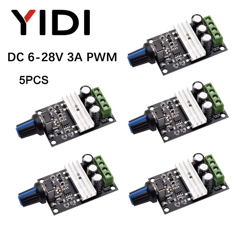 5 個 PWM モータースピードコントローラー 12V 24V DC 3A 無段階電圧レギュレーターガバナー LED 調光器調整可能な電源制御スイッチ