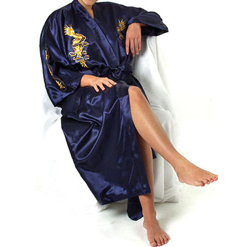 Oversized Size 3XL Bathrobes Chinese Women Silky Robe Nightgown Traditional Embroidery Dragon Kimono Bath Gown Sexy Sleepwear